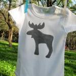 Gray Moose Bodysuit - Organic Combed Cotton - Eco..