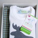 Gray Moose Bodysuit - Organic Combed Cotton - Eco..