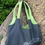 Grey Bag With Lime - Eco Friendly Shoulder Bag /..