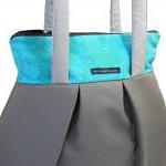 Turquoise With Gray - Eco Friendly Shoulder Bag /..