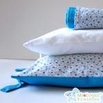 Floral Turquoise Toddler Pillow With Pillow Case -..
