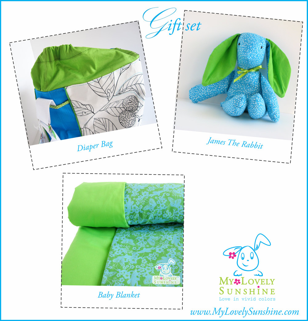 Born Gift Set - Diaper Bag ,blanket And James The Rabbit