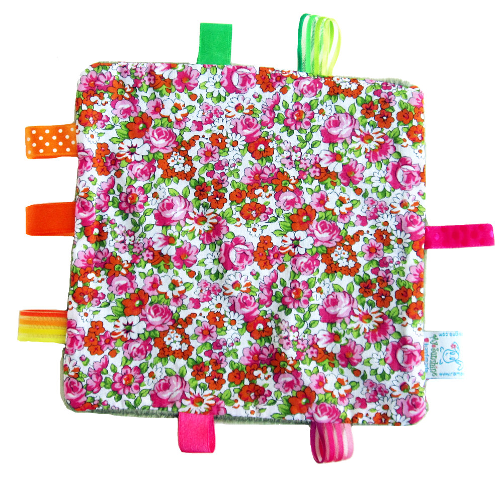 Taggie Blanket - Summer Flowers With Pink And Orange