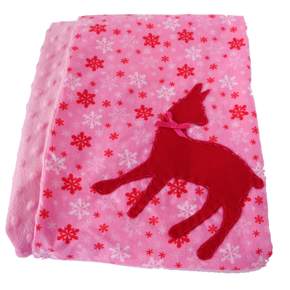 Let It Snow With Deer Aplication - Minky Baby Blanket